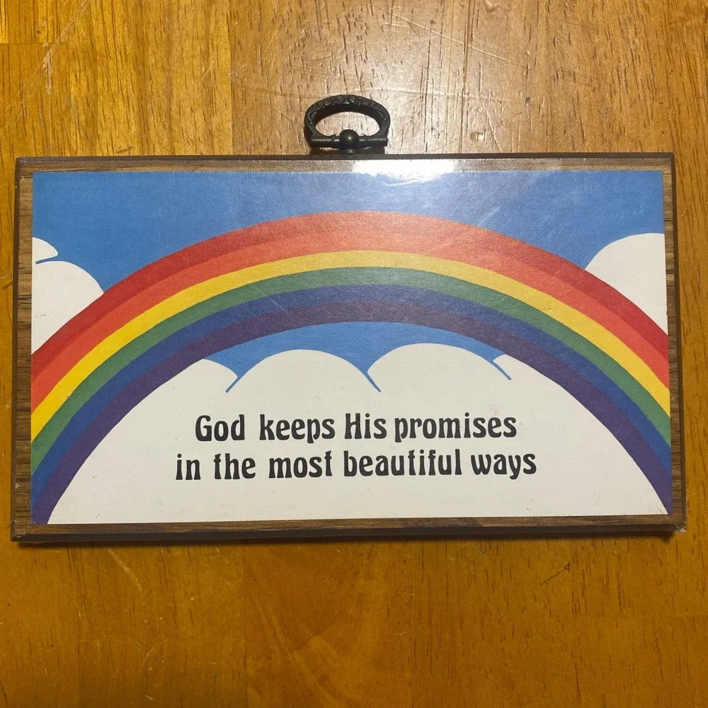New Northwestern Products Wall Plaque Vintage Rainbow Religious God Promises
